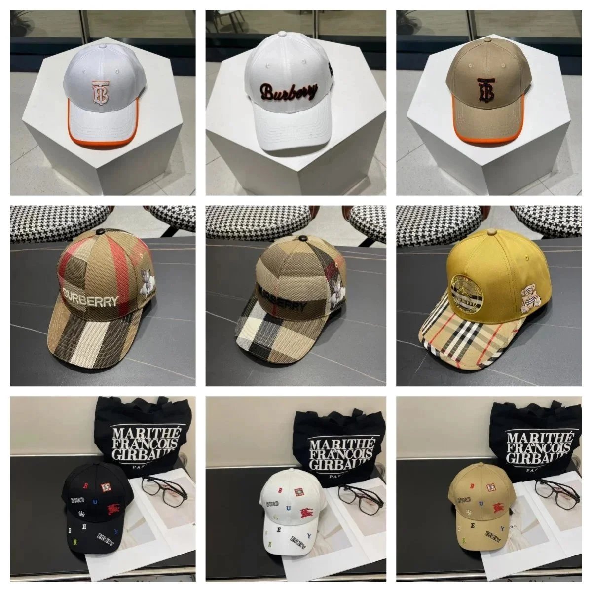 Burberry Classic Logo & Check Pattern Baseball Caps