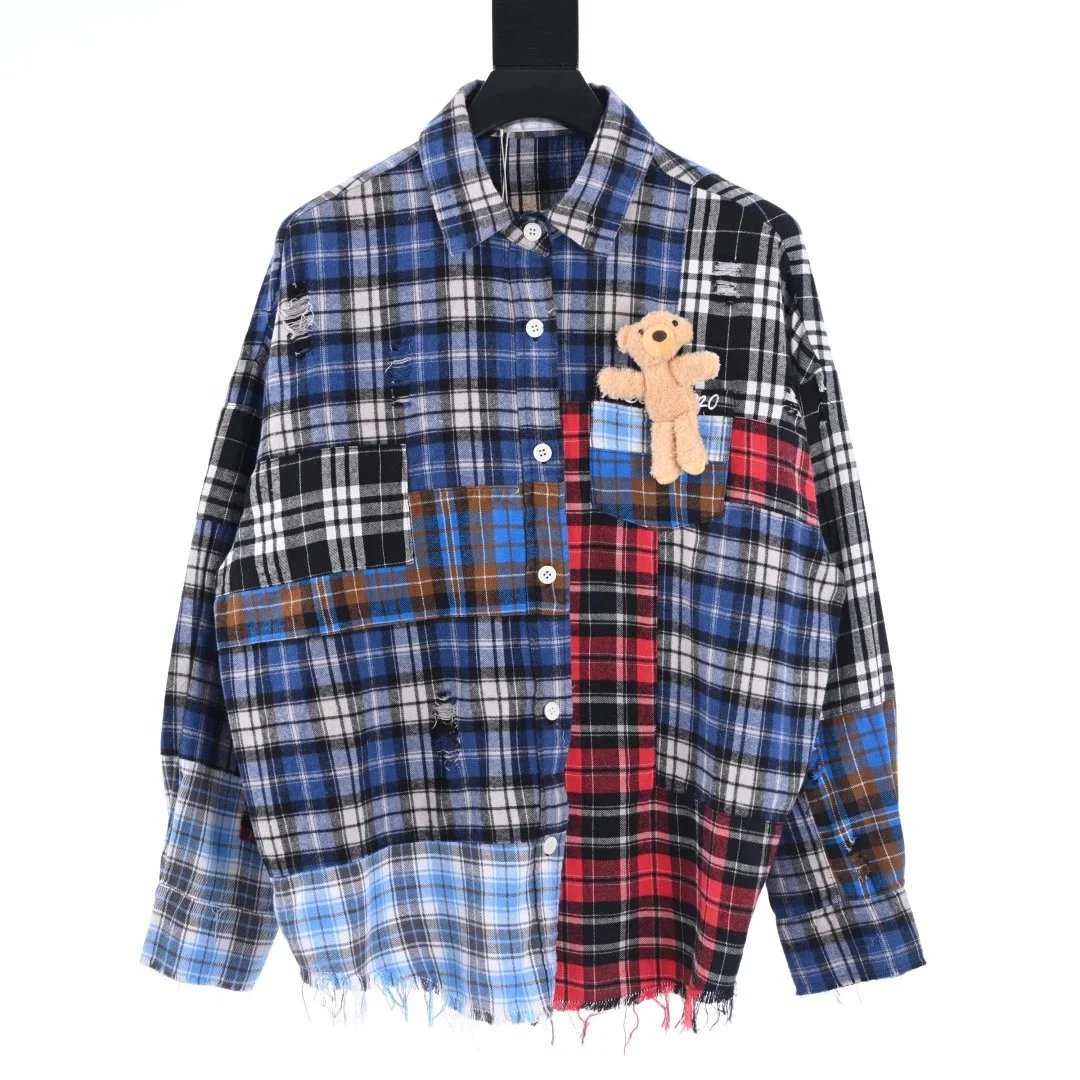 Patchwork Plaid Oversized Shirt Jacket [1 style]