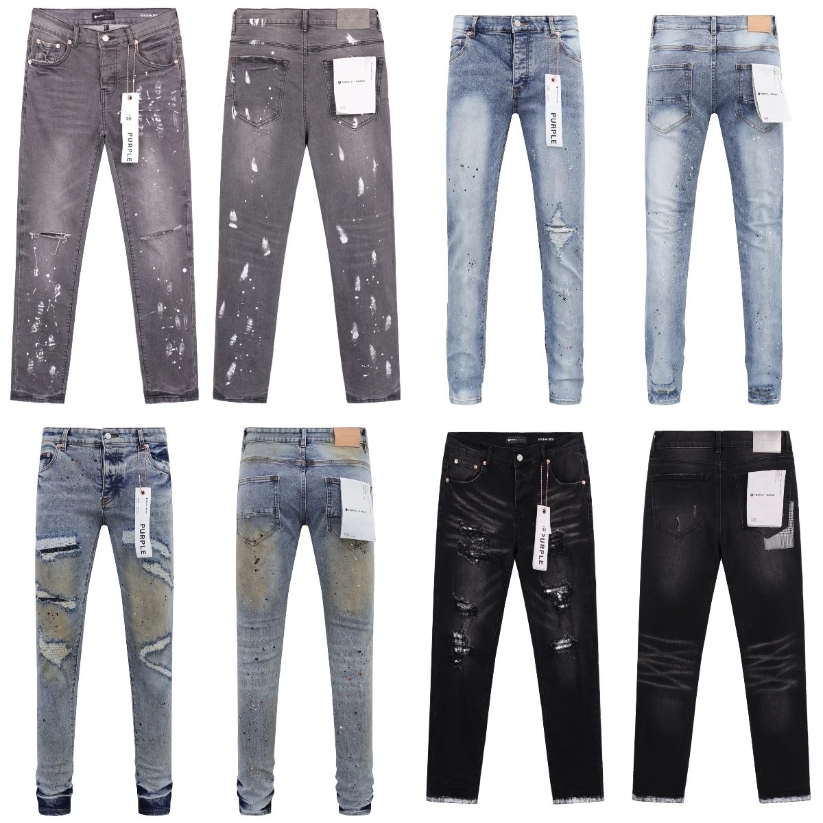 Purple Brand Distressed Paint-Splatter Jeans [28 styles]