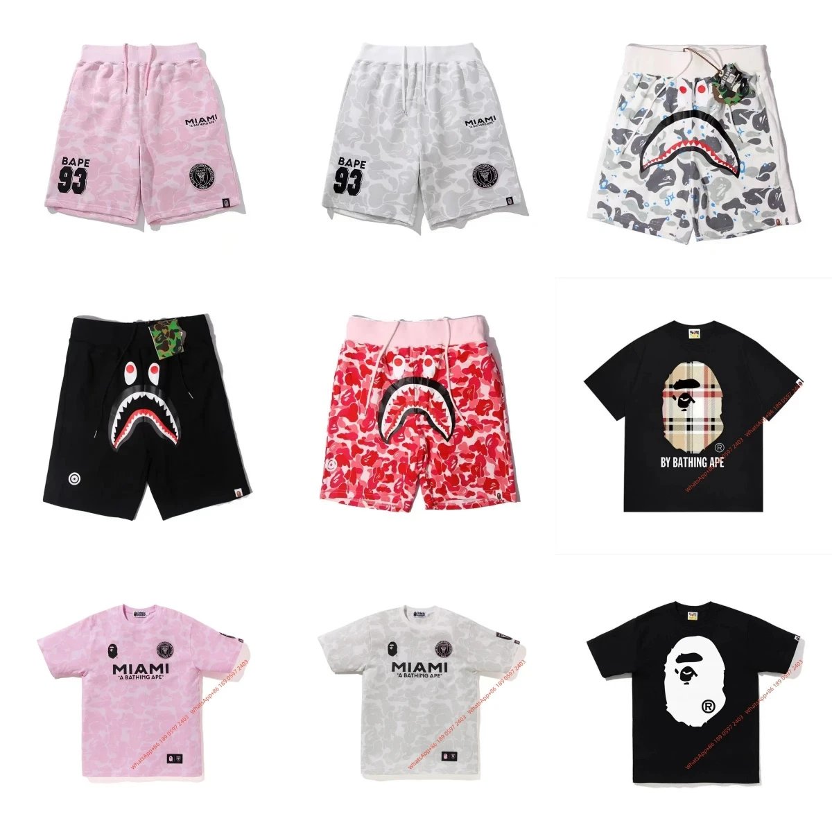 A BATHING APE Shark Face / Miami Camo Shorts & T-Shirts [40 styles]